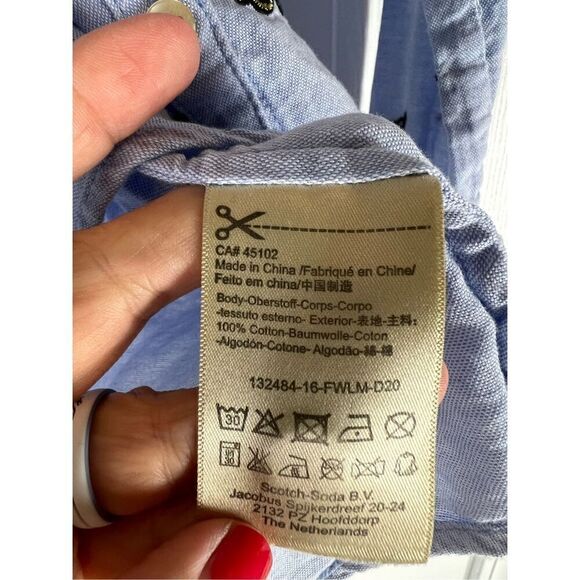 Scotch & Sofa Shirt Womens Clubhouse Royal Patch Pattern Oxford Size 1 - Picture 3 of 4